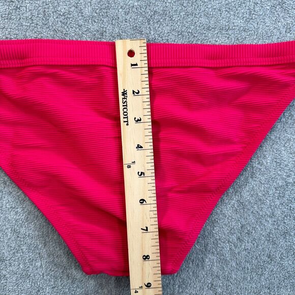 J Crew Ribbed Trim Hipster Bikini Bottom Pink Small BH485 Full Coverage New - Picture 7 of 7